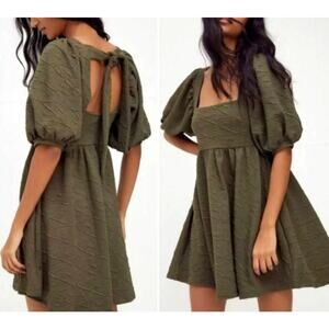 Free People Women’s Violet Mini Dress Olive Green Size Large NEW